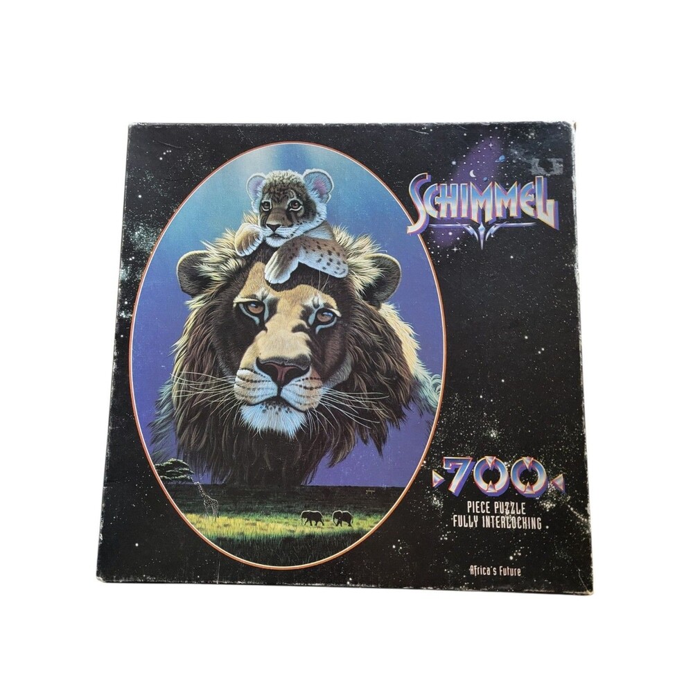 Vintage Schimmel Africa's Future Lion & Cub 700 Pc Puzzle Hasbro Factory Sealed